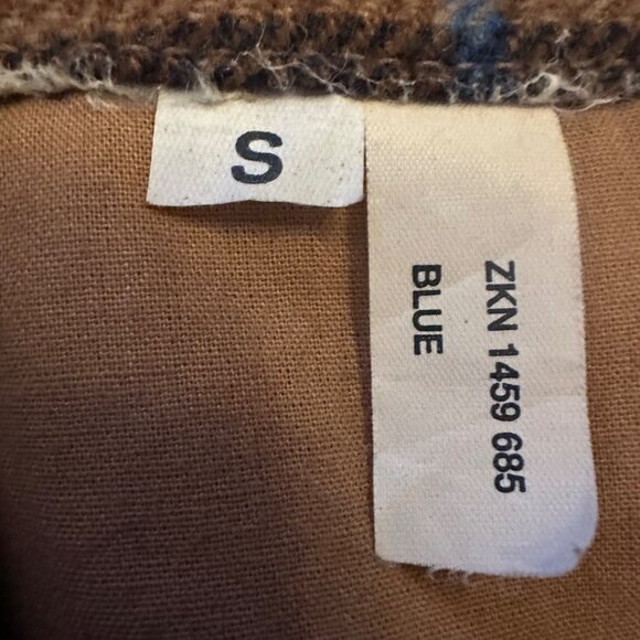 Vintage Plaid Wool Blend Toggle Vest Small Blue & Brown - Picture 5 of 9